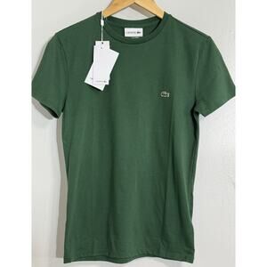 New Lacoste Dark Green Pima Cotton Regular Fit Crew-Neck T-Shirt 2 XS